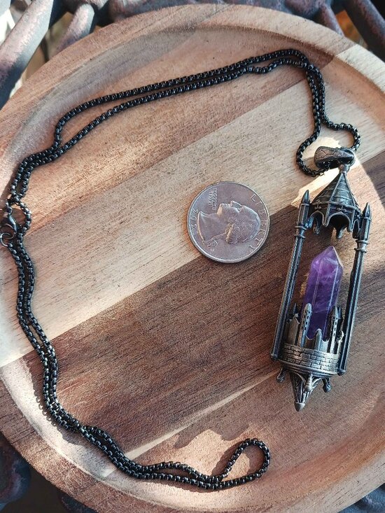 Jewelry - Gothic Castle Purple Amethyst Point Pendant Necklace